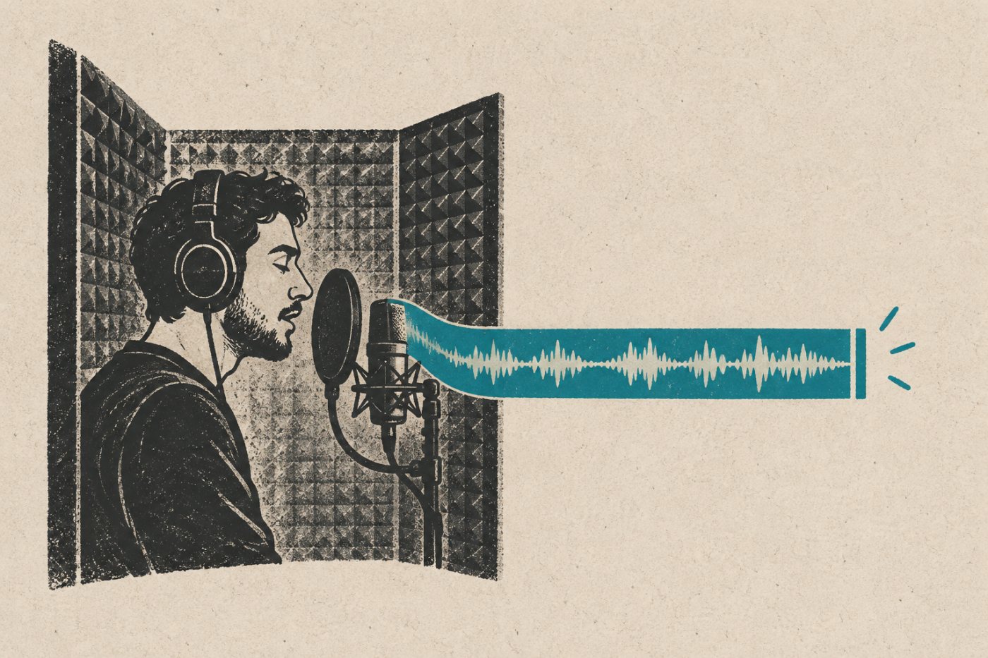Një shërbim i shkurtër regjistrimi zanor ilustron ofertën Gig me rezultat të përcaktuar në Fiverr.