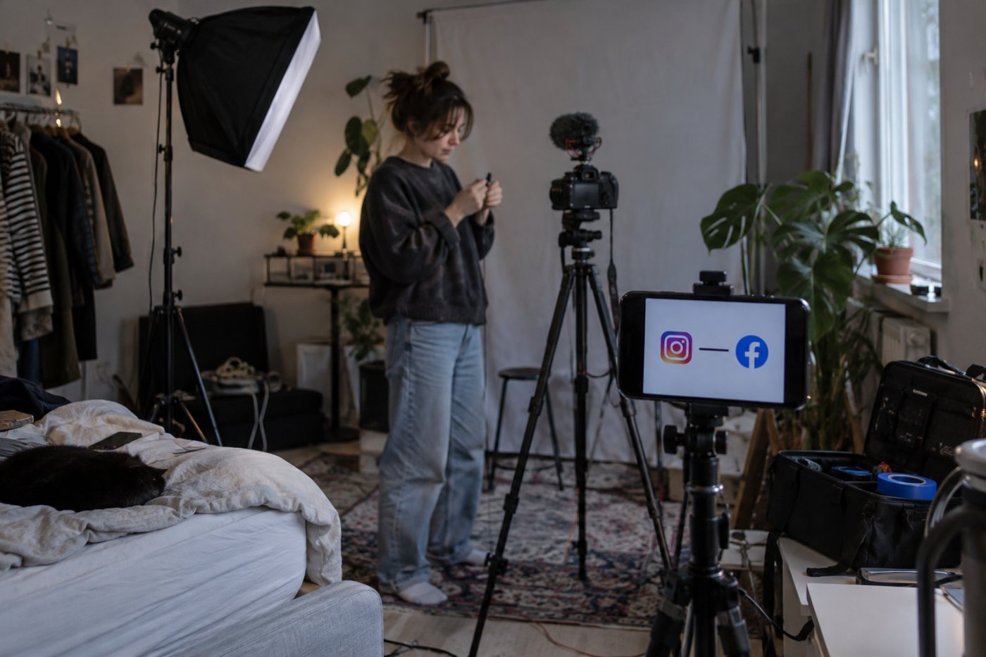 Ett Instagram-konto kopplat via en Facebook-sida öppnar Buffers automatiska publicering med Reel-musik och medskapare.