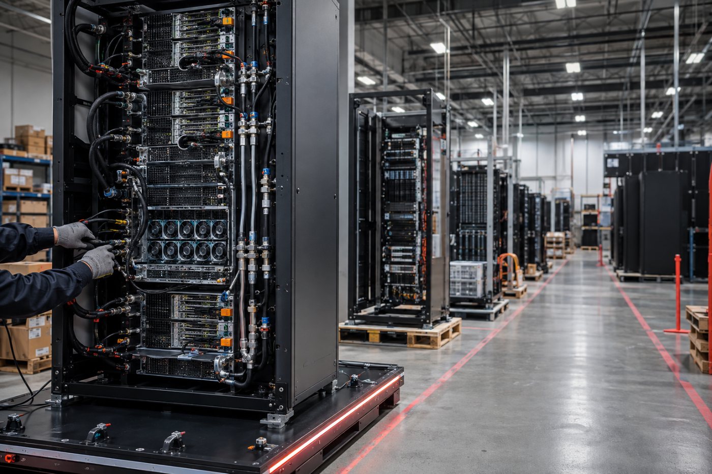 Dell کے AI server systems ترسیل سے پہلے integration اور data-center تیاری کے مراحل سے گزرتے ہوئے