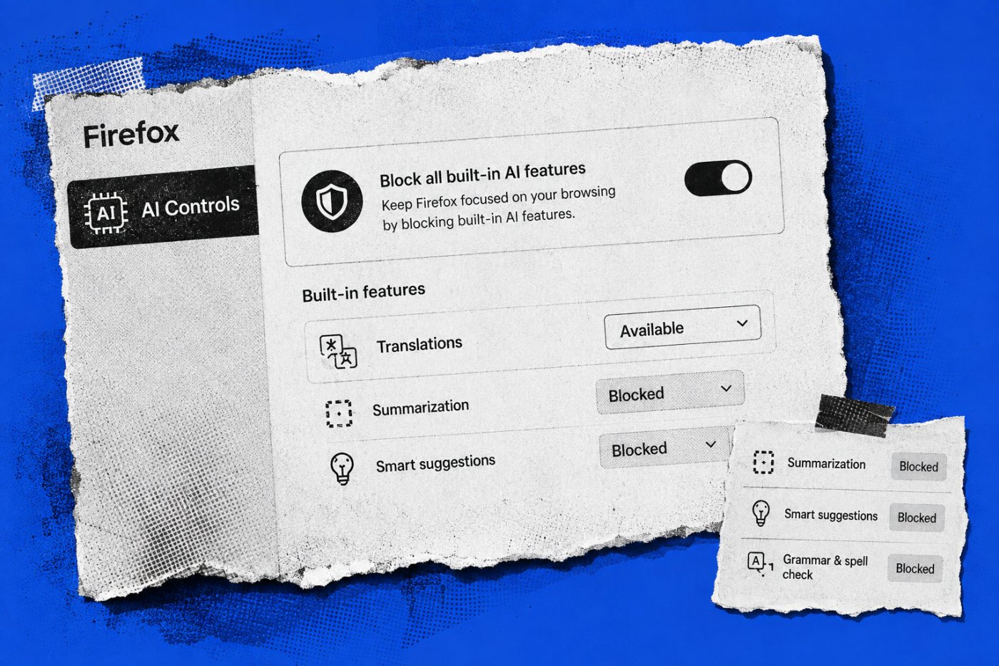 Firefox میں مرکزی AI پابندی کے ساتھ ایک built-in خصوصیت کی الگ اجازت