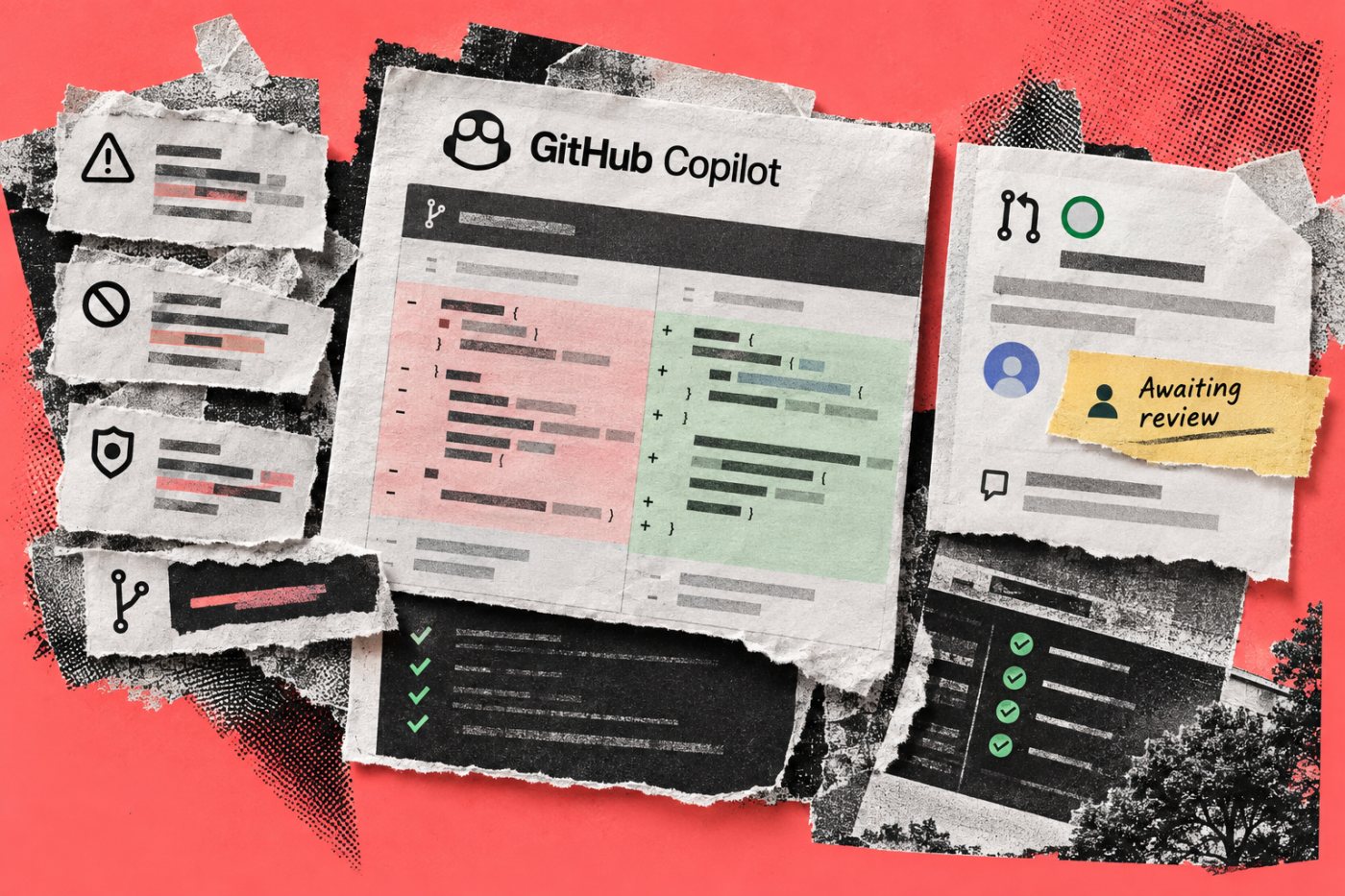 Copilot sửa một lô findings trên nhánh riêng, chạy kiểm tra và mở pull request để rà soát.