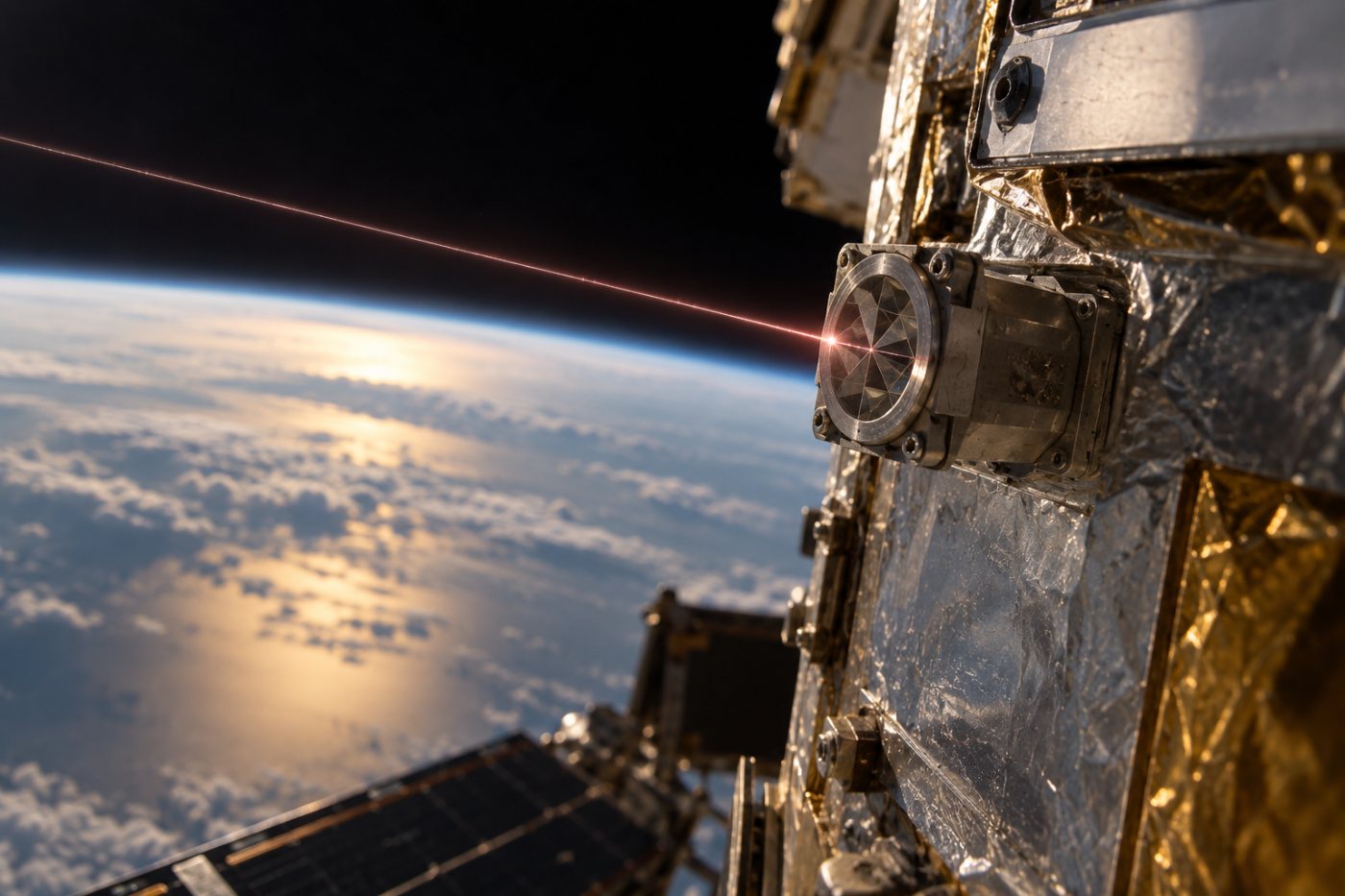 Satelliidi passiivne tagasipeegeldi suunab Foundationali maajaama laseriimpulsi tagasi, võimaldades täpset kaugusmõõtmist.