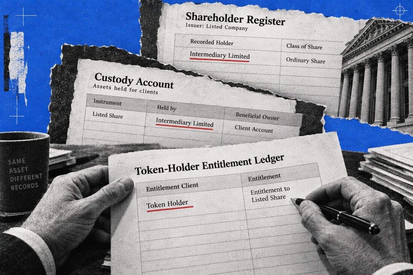 Custodial token-এ বিনিয়োগকারীর indirect entitlement থেকে intermediary-held underlying share পর্যন্ত মালিকানার ধাপ
