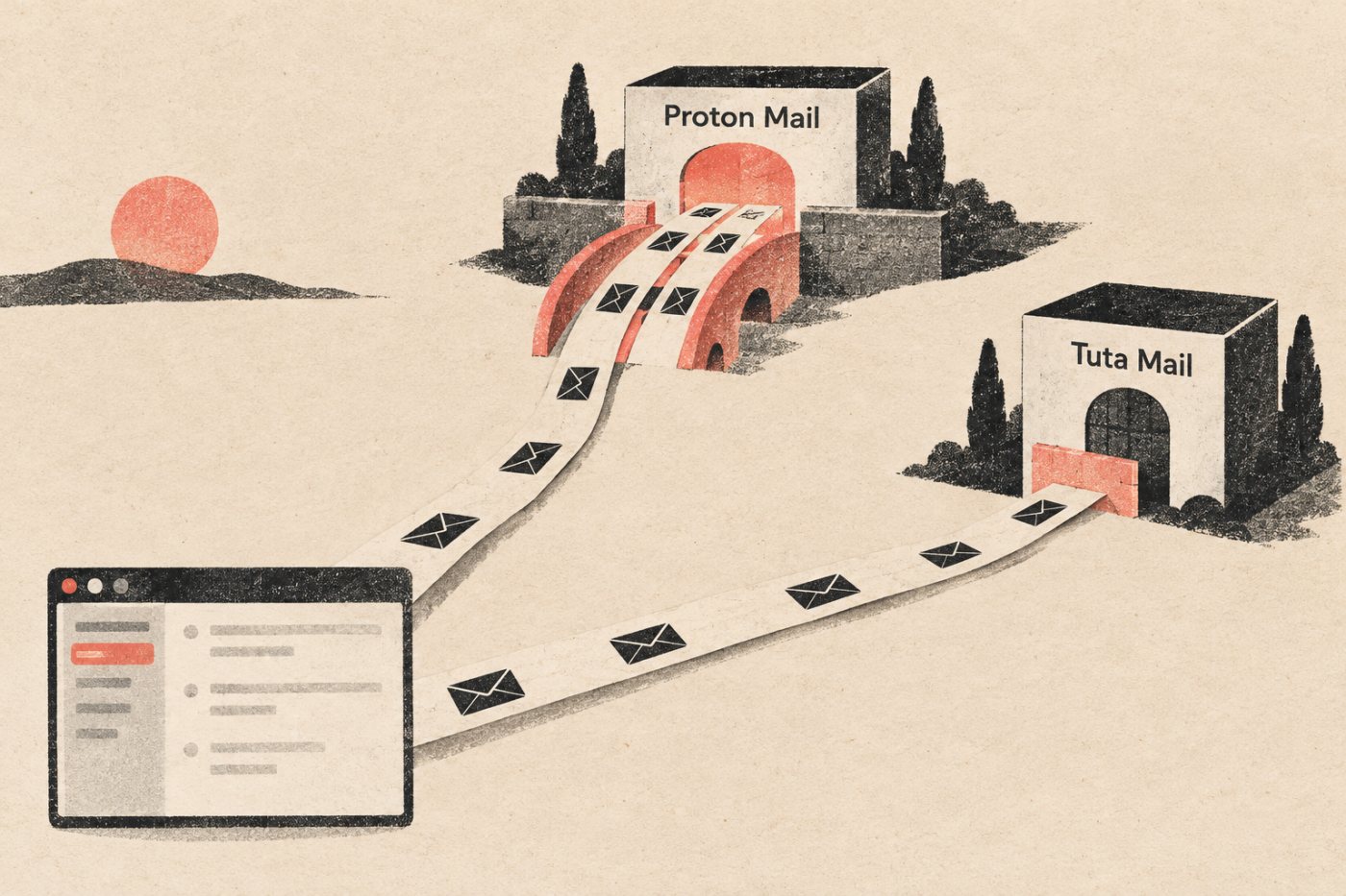 Proton Mail Bridge umožňuje pripojenie desktopového poštového klienta, kým Tuta používa vlastné aplikácie.