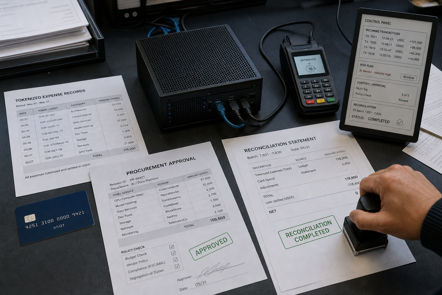 Financial infrastructure for tracking AI and token-related business spending
