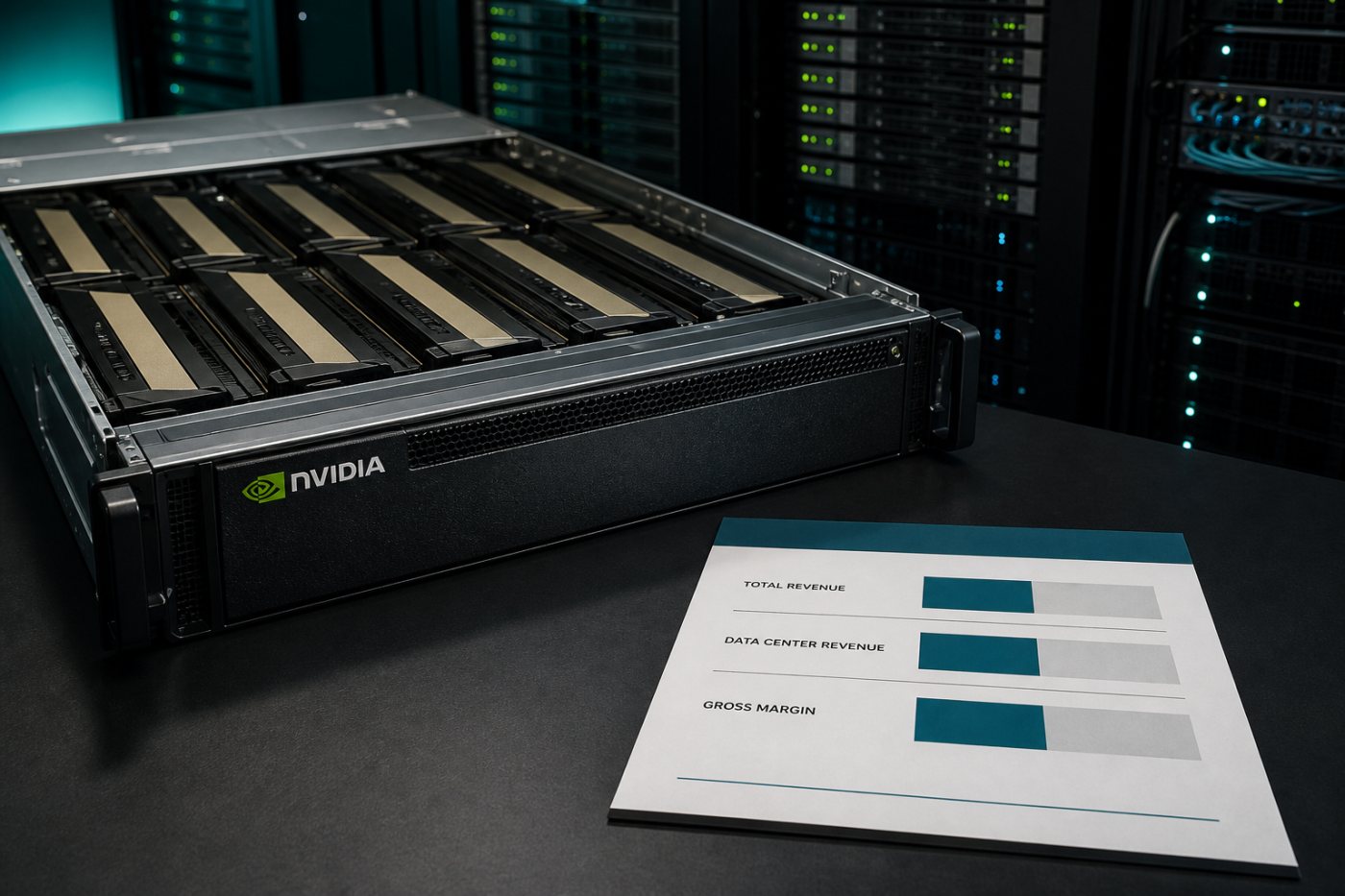 NVIDIA की 96.2 अरब USD कुल आय, 89 अरब USD डेटा-सेंटर आय और 75% सकल मार्जिन का तुलनात्मक सत्यापन।