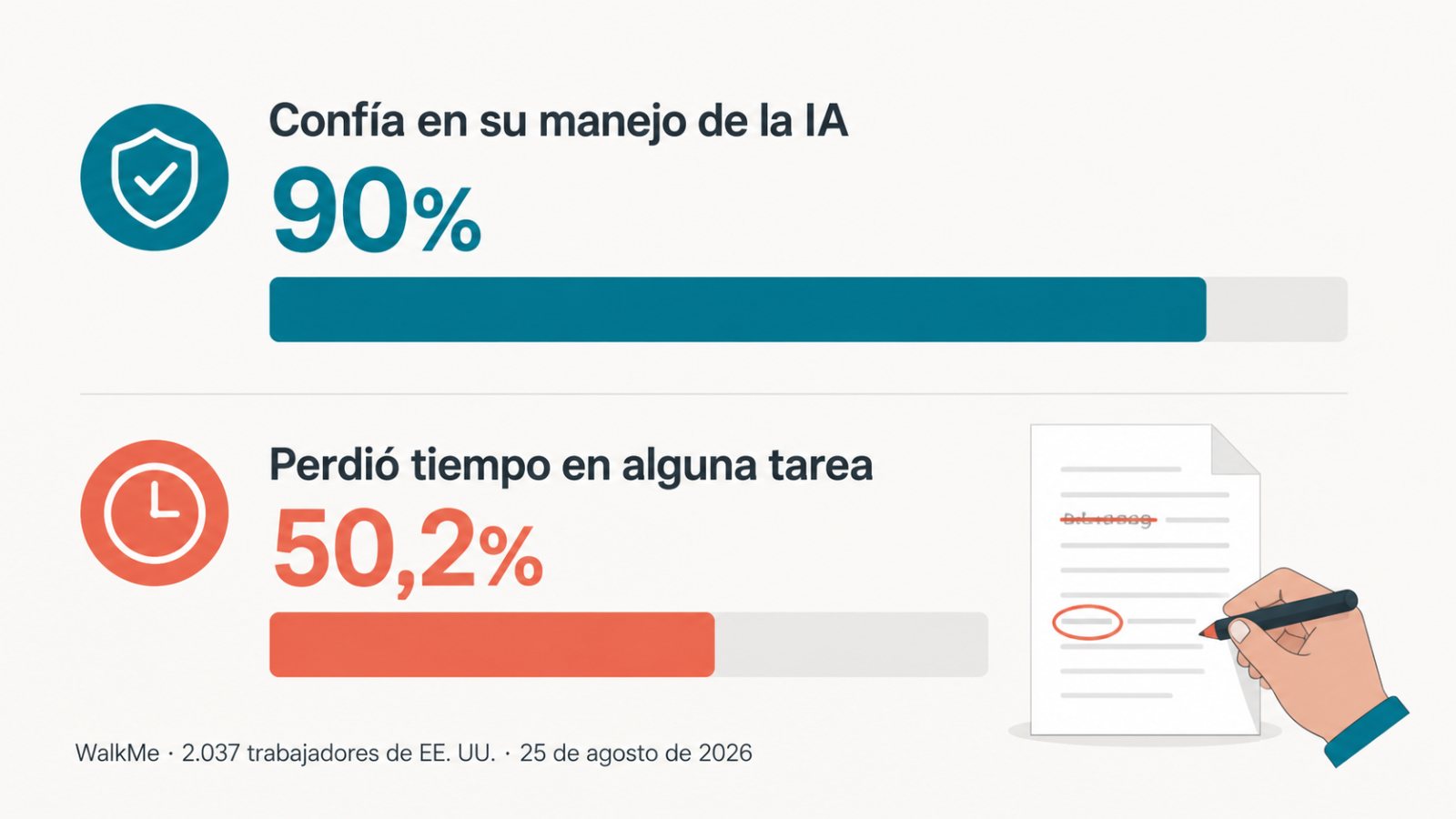 El 90% se siente hábil con la IA, pero la mitad ya perdió tiempo usándola
