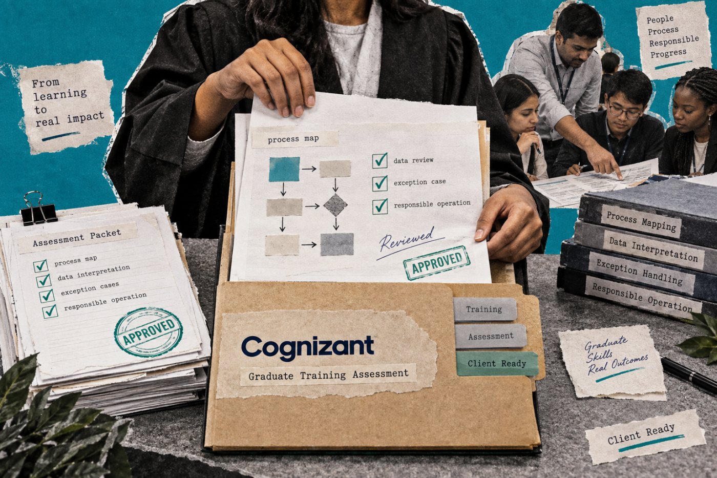 Hochschulabsolventen durchlaufen Cognizants strukturierte KI-Qualifizierung vor dem Einsatz in Kundenprojekten.
