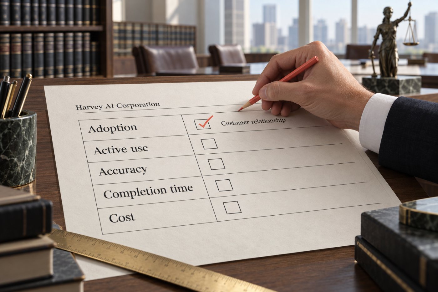 A Harvey workflow assessment separates customer adoption from active use, accuracy, time savings and cost outcomes.