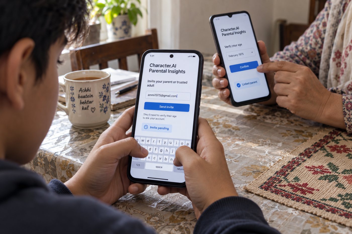 Character.AI میں teen invitation، بالغ فرد کی verification اور فعال parent linking