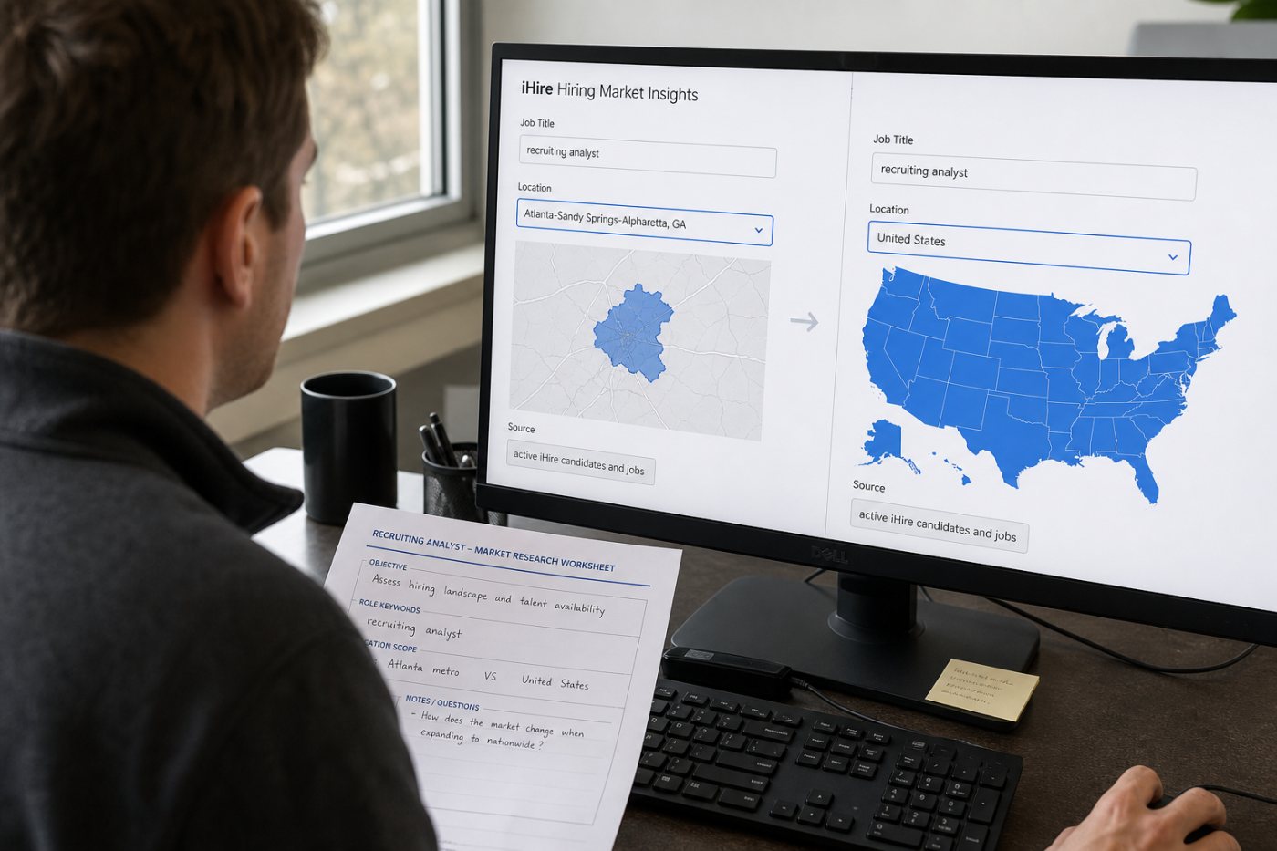 El filtro nacional amplía la geografía de Hiring Market Insights, pero mantiene los datos internos de iHire.