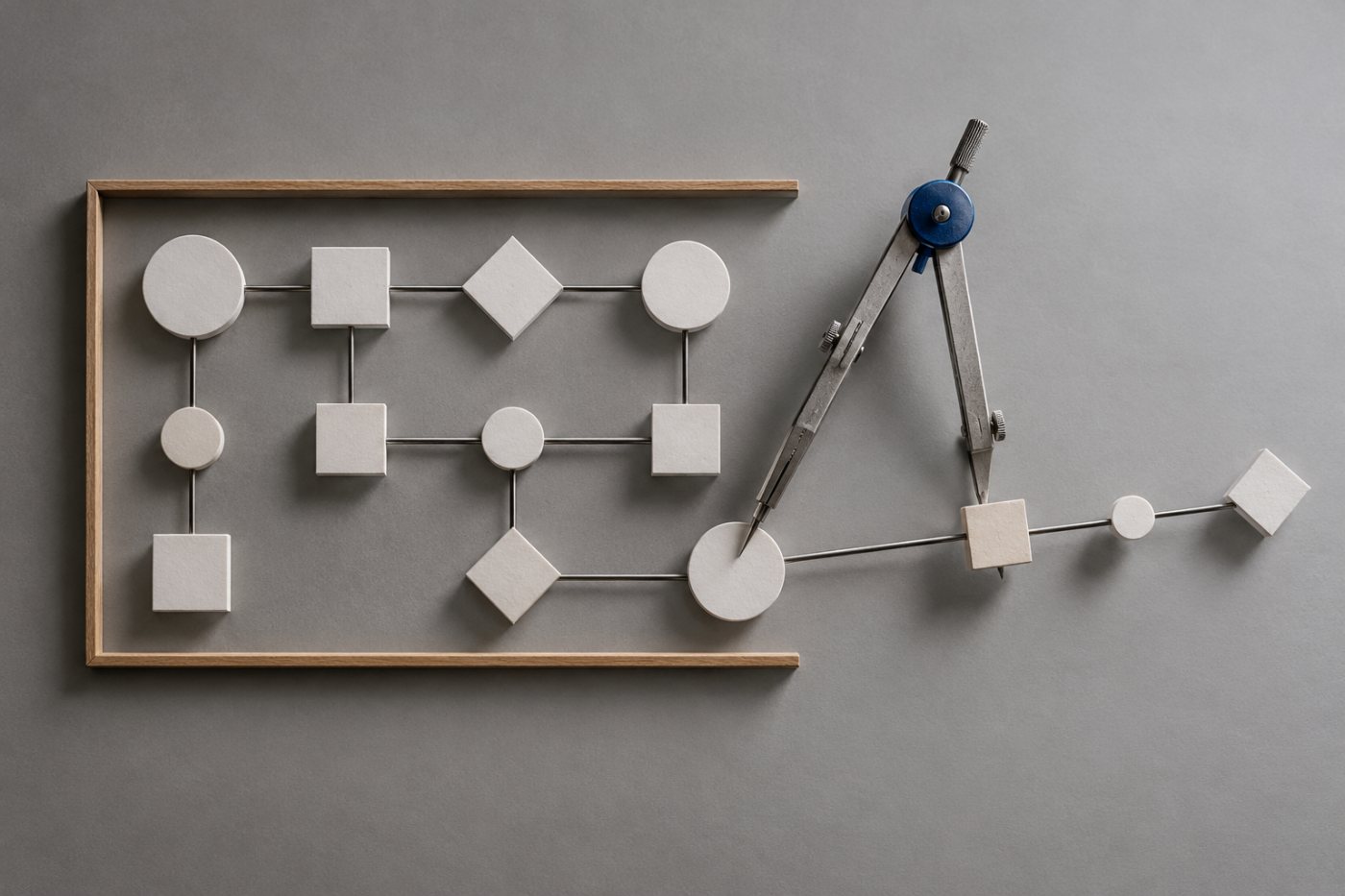 Projektová práce v Miro pokračuje od diagramu k dalším navazujícím částem plánování.