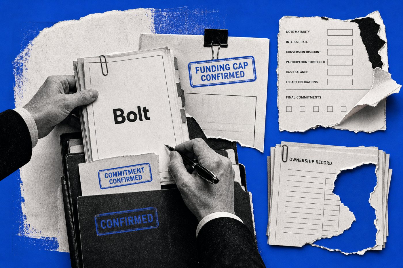 Подтверждённые суммы раунда Bolt сопоставлены с нераскрытыми сроками, порогами участия и финансовыми данными.