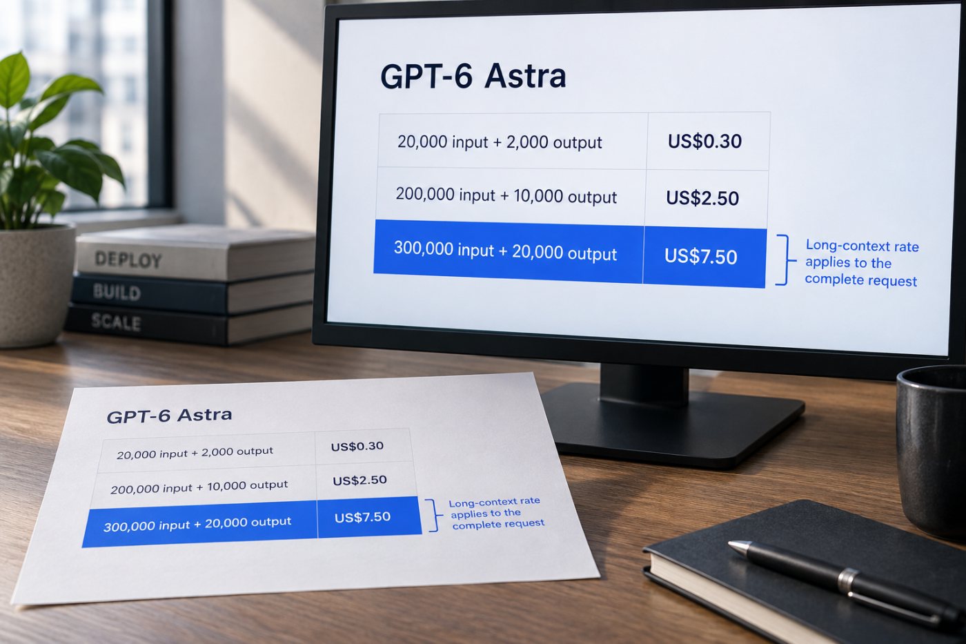 Tiga skenario token GPT-6 Astra menunjukkan lonjakan biaya setelah input melewati 272 ribu token.