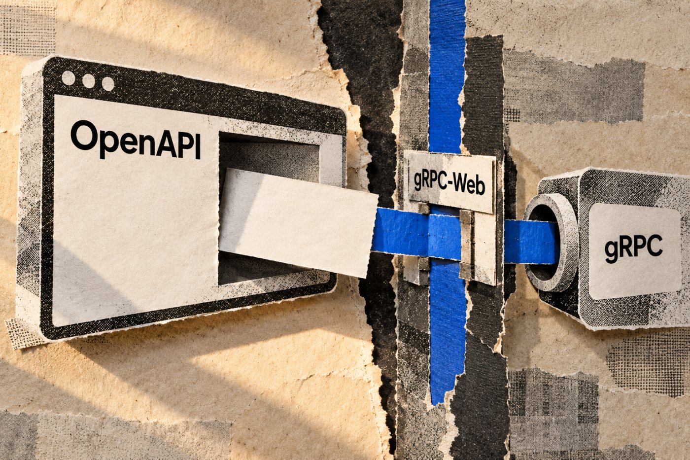 공개 HTTP API 접근 경로와 gRPC-Web을 거쳐 내부 gRPC 서비스에 연결되는 경로의 차이