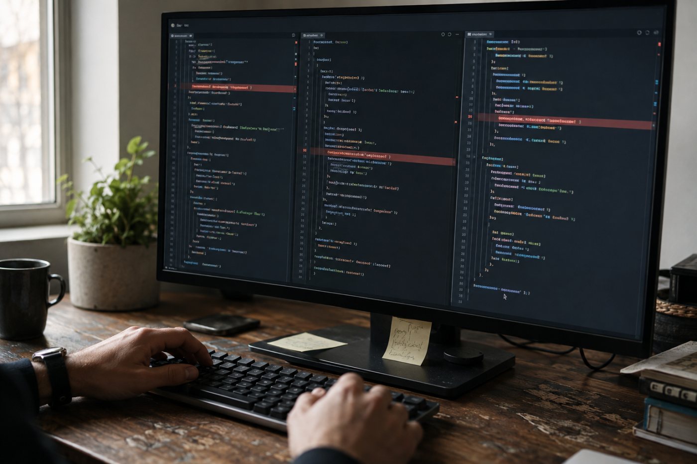 Claude Pro сопоставляет три связанных файла React-проекта и исправляет нарушенную цепочку импортов.
