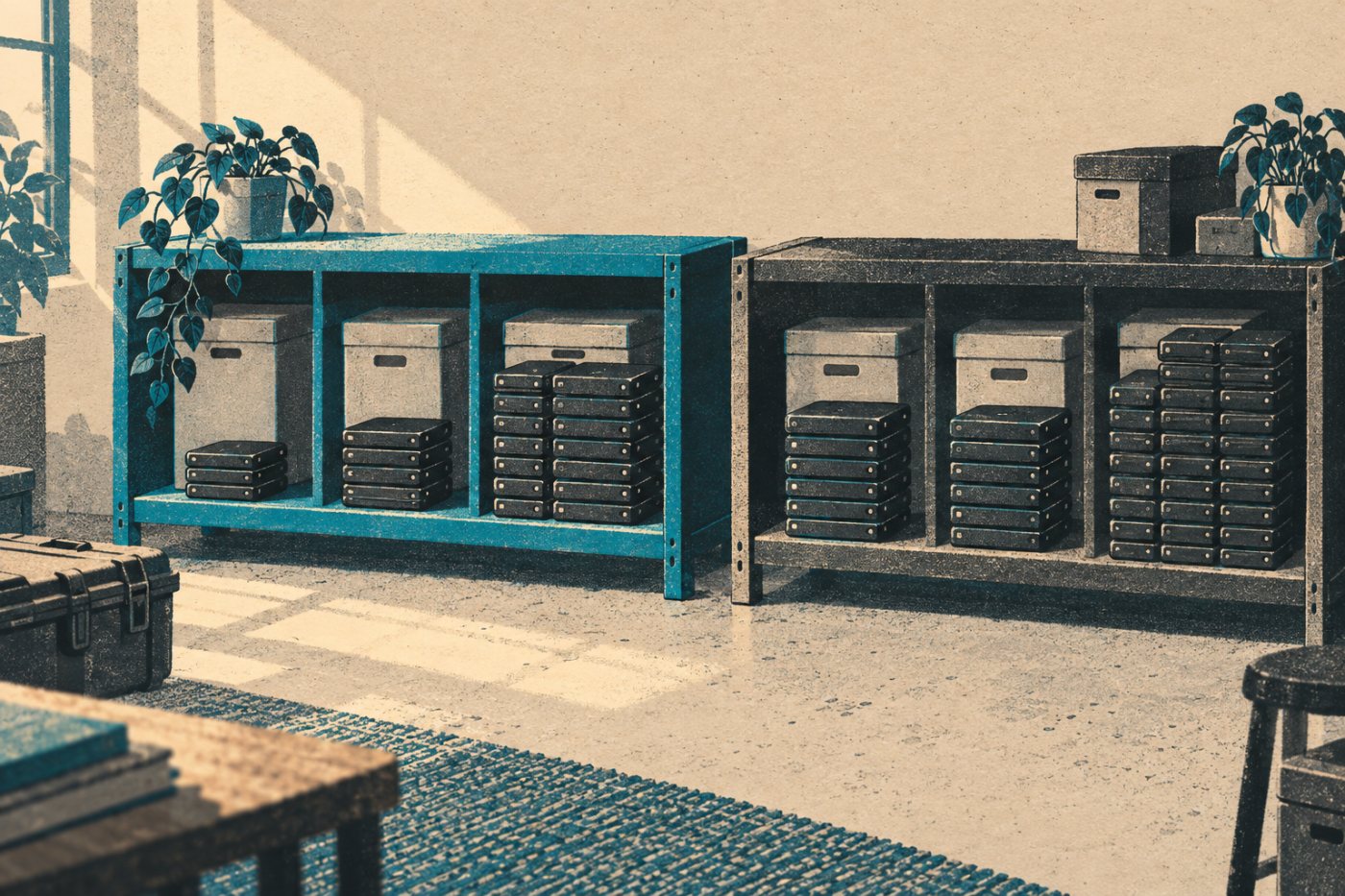 Modeled monthly storage charges for 300 GB, 1 TB, and 5 TB backups show Backblaze B2 below Wasabi at each size.