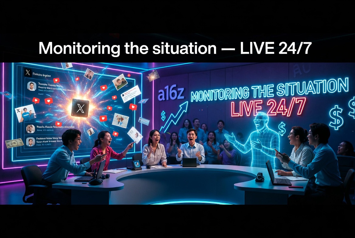 a16z Invests in MTS: The 24/7 “Monitoring the Situation” Livestream That Wants to Own Real-Time News on X