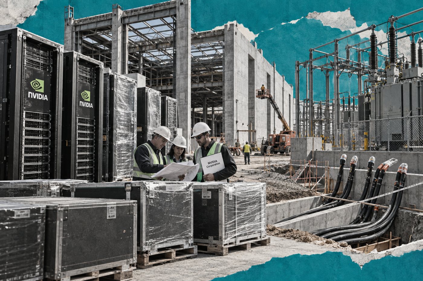 NVIDIA-Infrastruktur wartet auf Gebäude, Stromanschlüsse und Finanzierung eines großen KI-Rechenzentrums.