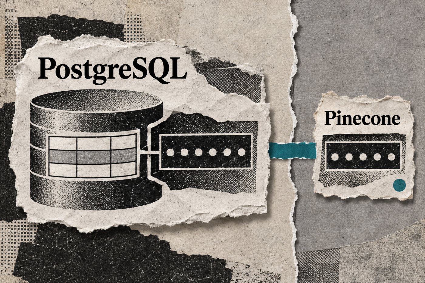 pgvector بردار را کنار دادهٔ رابطه‌ای PostgreSQL نگه می‌دارد؛ استفاده از Pinecone مسیر همگام‌سازی جداگانه‌ای ایجاد می‌کند.