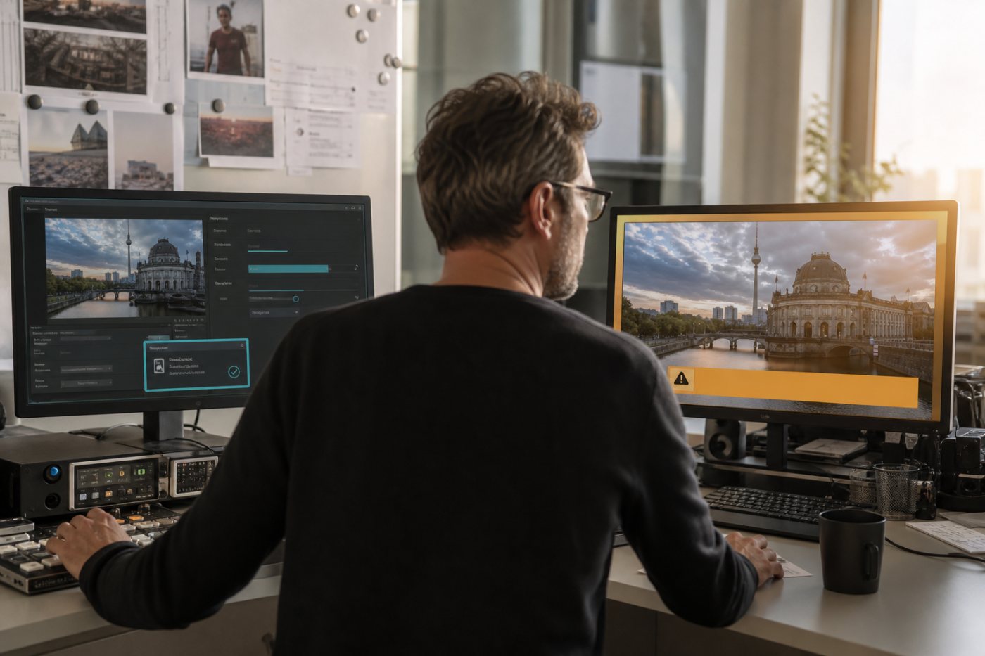 Ein Veröffentlichungsprozess prüft technische Herkunftsmarkierung und sichtbaren Publikumshinweis getrennt.