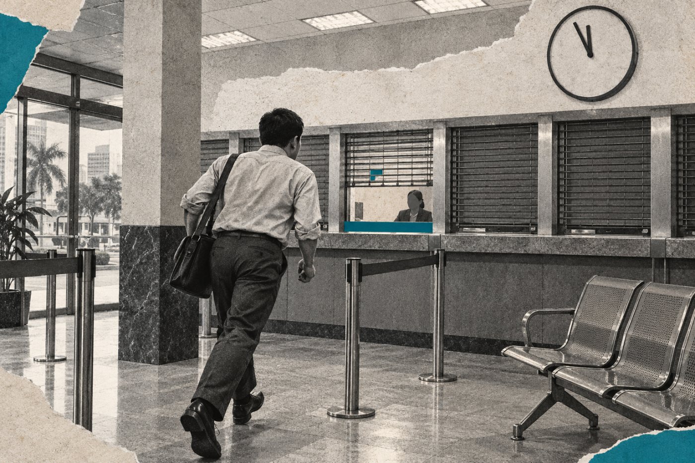 Employer na naghahabol ng takdang oras ng SSS remittance sa isang bank payment channel.