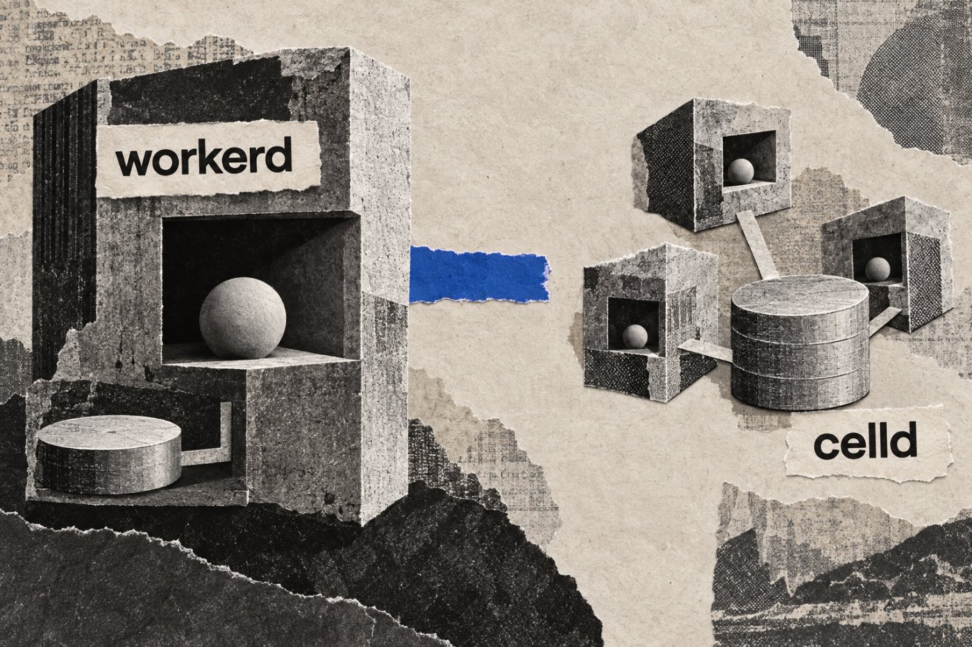 مقایسهٔ محدودیت اجرای مستقل workerd با معماری توزیعشدهٔ celld و برنامهٔ ادغام آنها