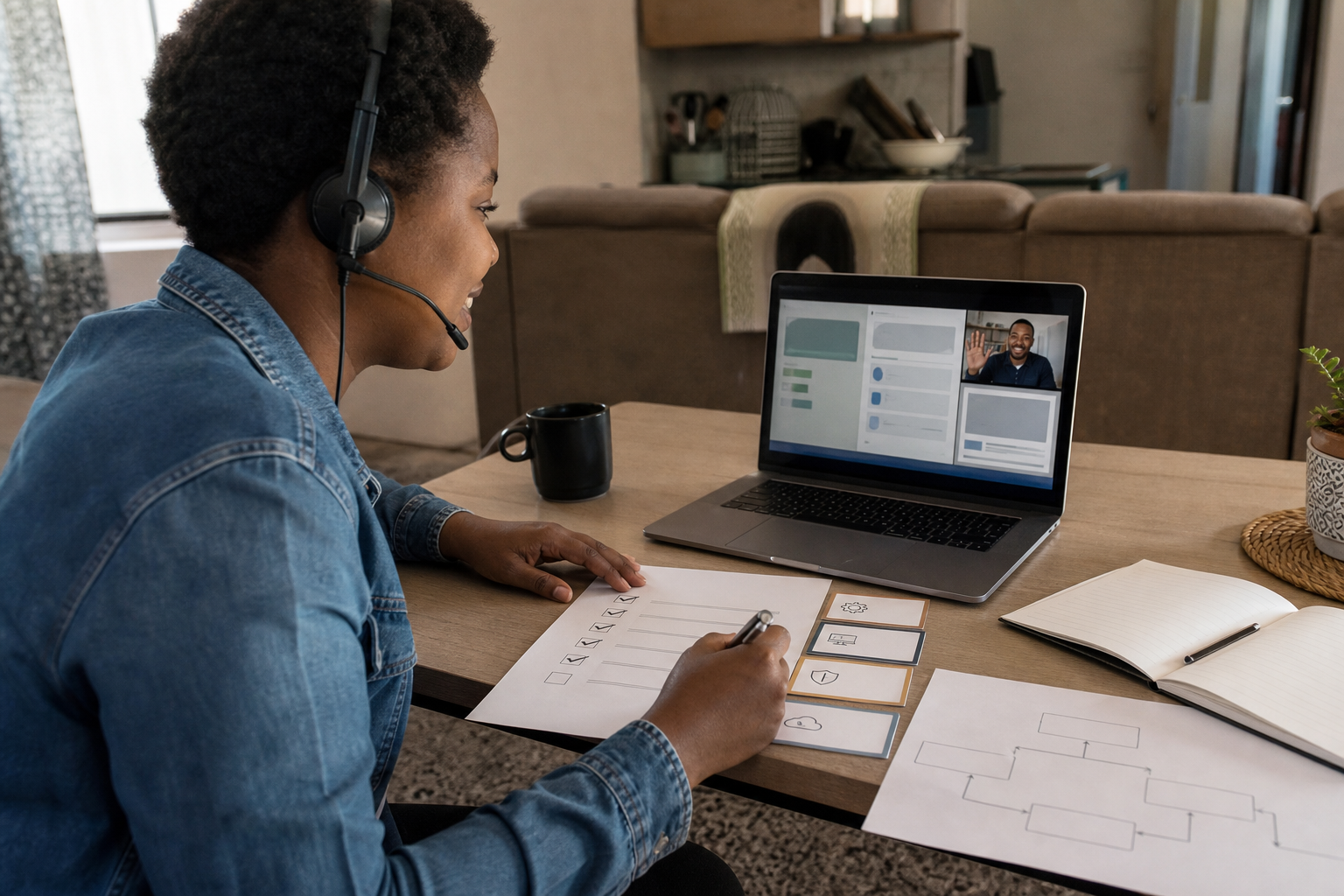 Employer and remote employee defining onboarding and performance expectations