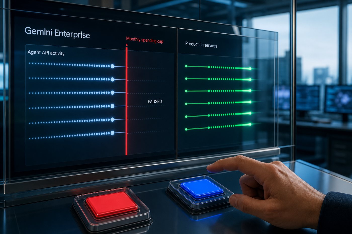 توقف استدعاءات وكيل Gemini Enterprise عند بلوغ سقف المشروع مع خيار إبقاء التوقف أو السماح بالتجاوز.