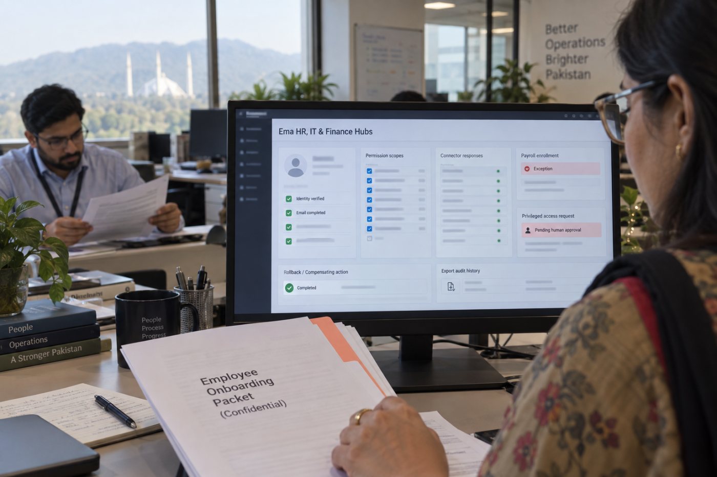 Enterprise ٹیم automated onboarding میں permissions، rollback اور audit history کی جانچ کرتے ہوئے
