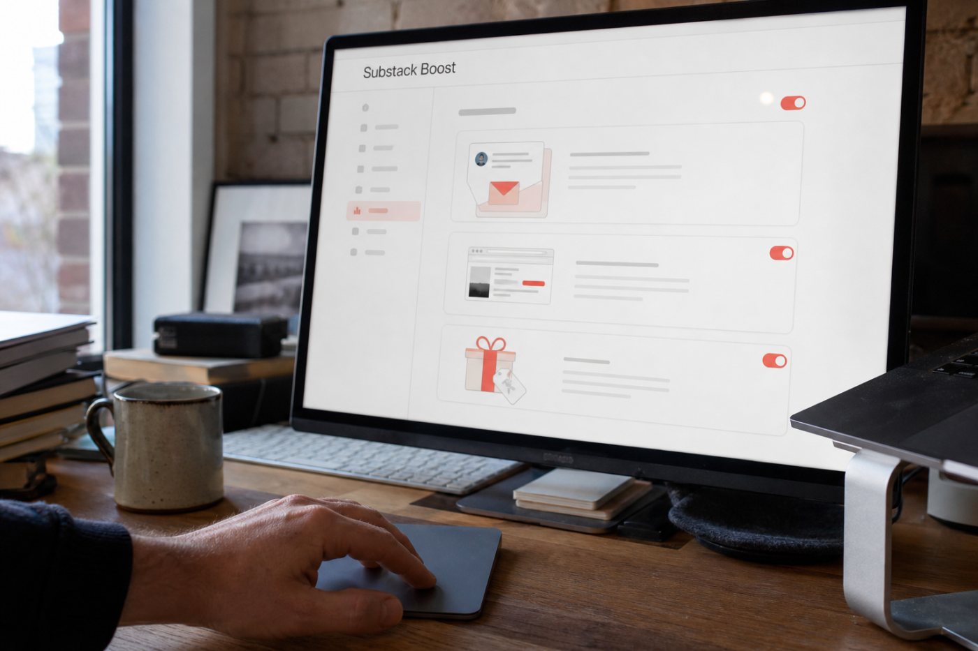 Substack Boost connects three separately controlled offers to free-reader conversion, post-checkout upselling and paid-subscriber retention.