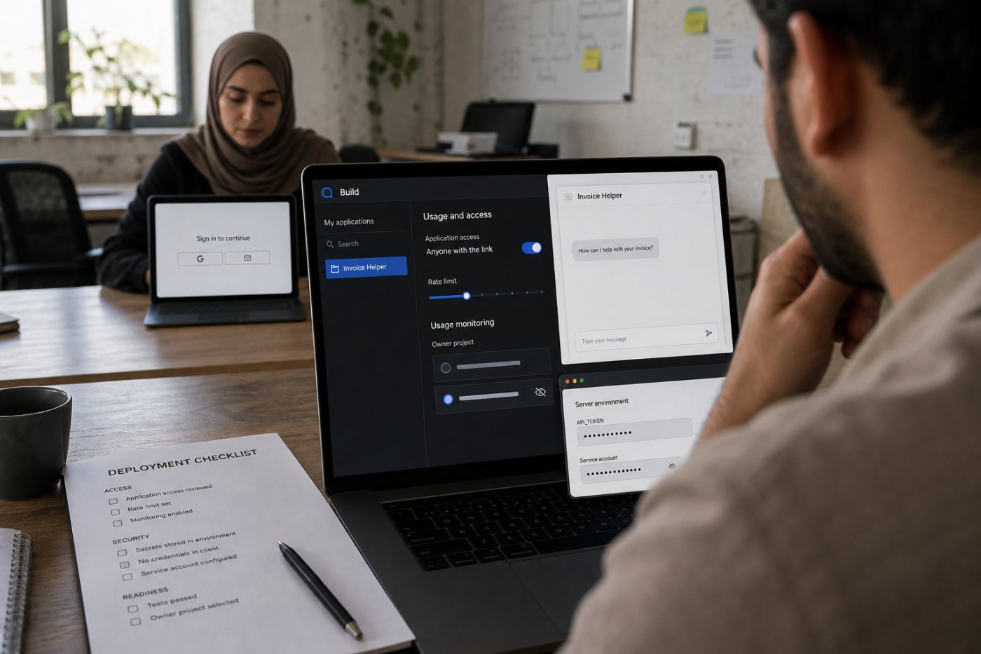 مراجعة نشر تطبيق Gemini تجمع حماية السر وحدود الطلب ومراقبة استهلاك مشروع المالك