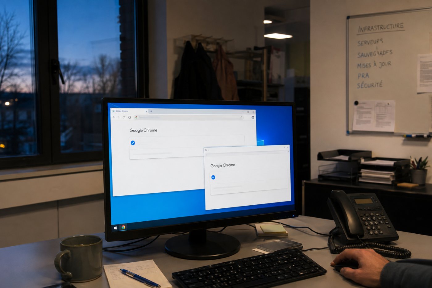 Contrôle de la version active de Google Chrome après la mise à jour et le redémarrage.