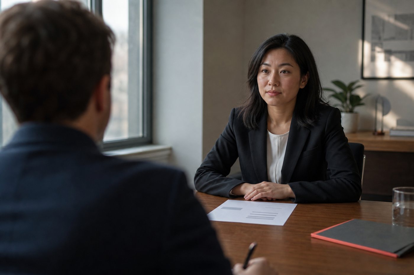 A candidate states one evidence-based salary request during a scheduled offer discussion.