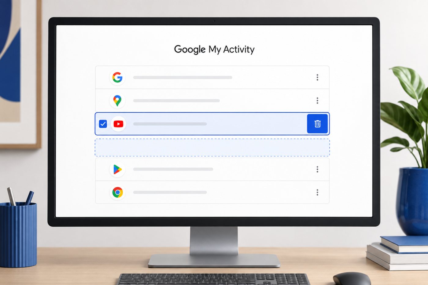 تصفية عنصر مؤرخ وحذفه من Google My Activity مع بقاء بقية النشاط.