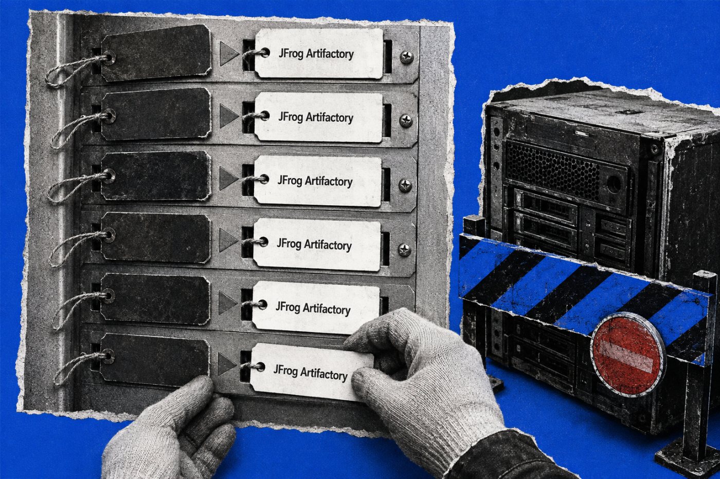 Six Artifactory release branches are matched to their minimum fixed versions before a self-managed node returns to service.