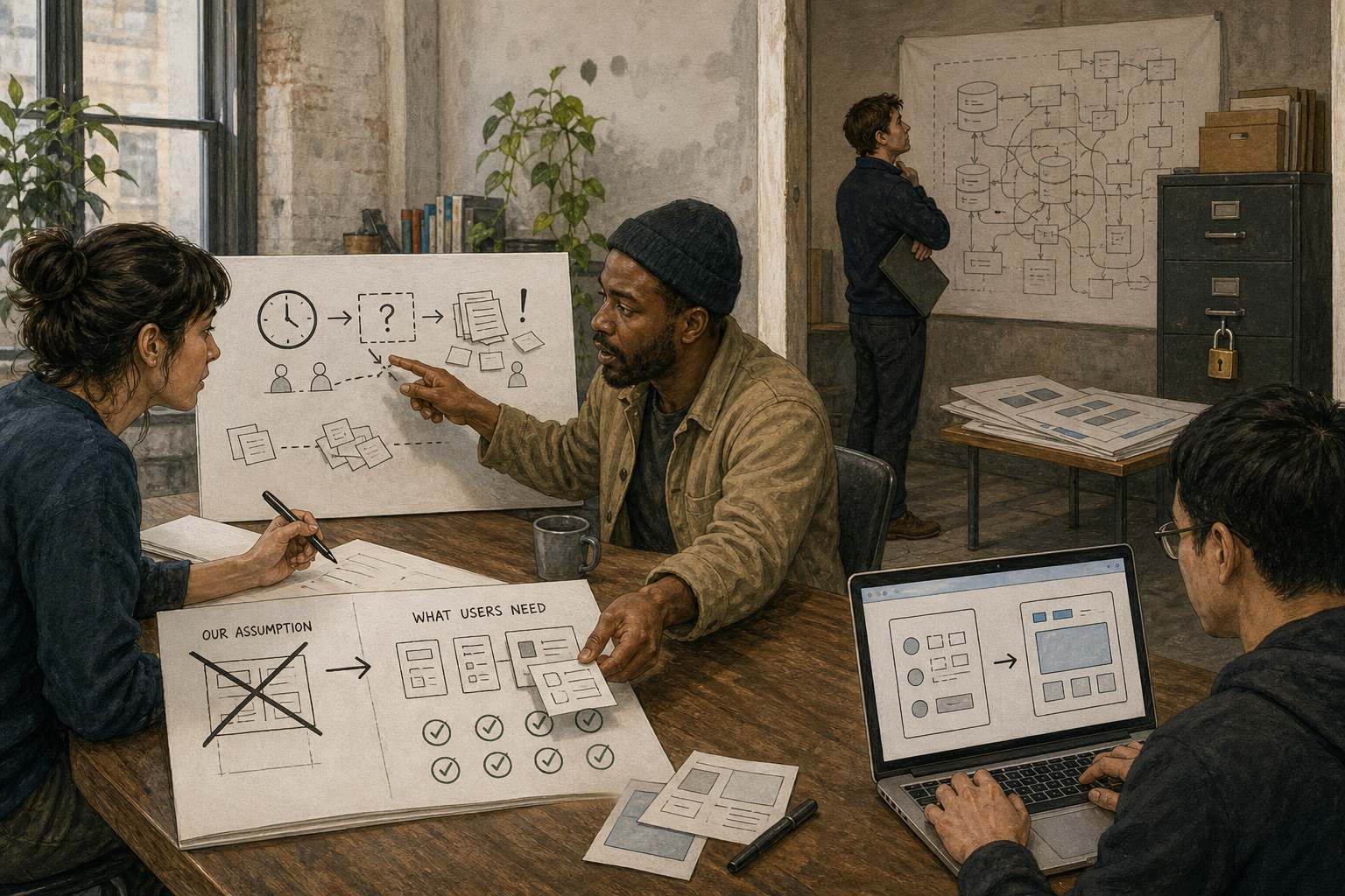 Customer interview evidence is converted into a focused MVP scope for an AI startup.