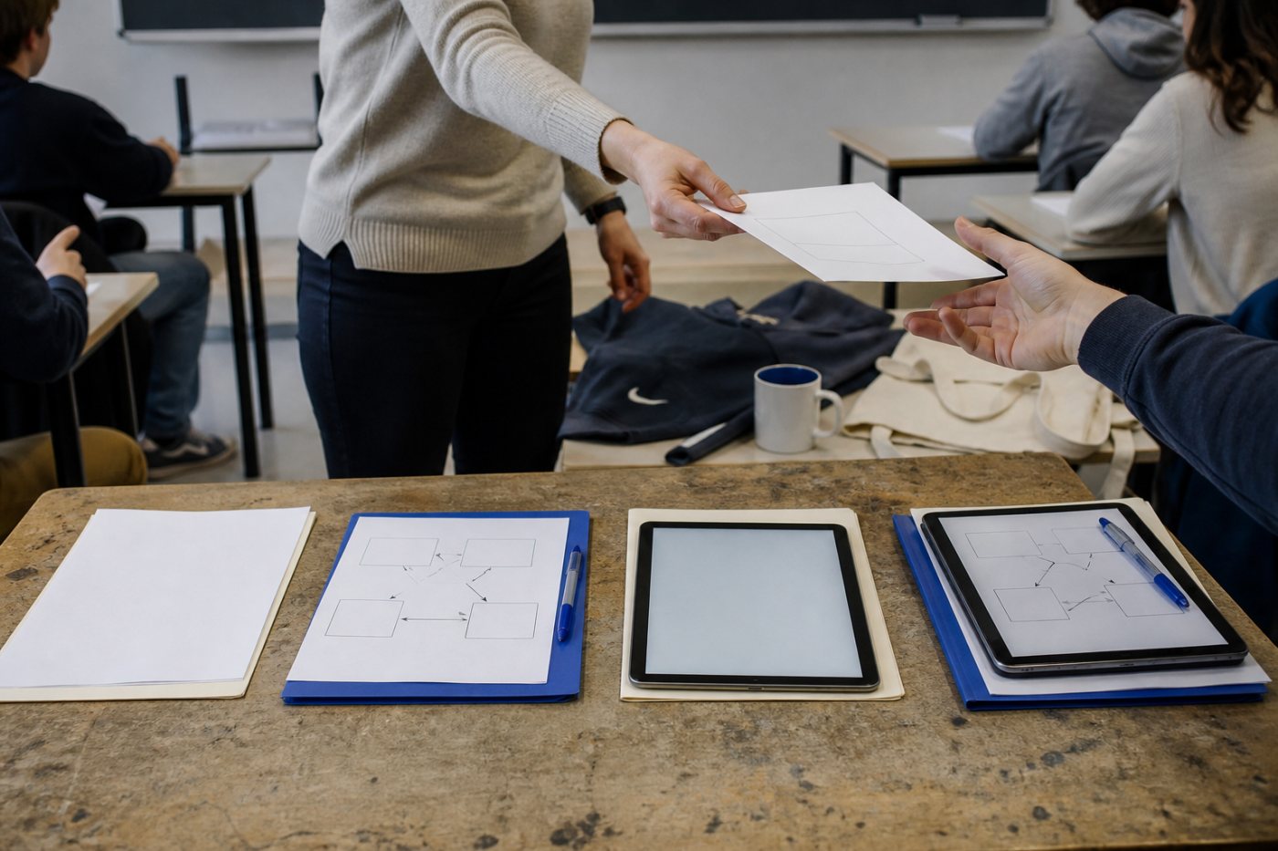 Vier randomisierte Versuchsbedingungen vergleichen ChatGPT Edu und kausales Denktraining bei derselben Managementaufgabe.