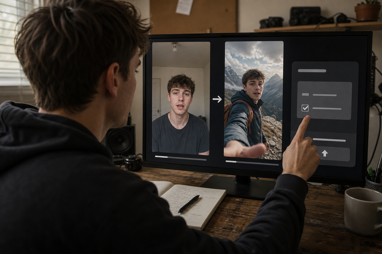 Creator comparing original footage with a realistic AI-altered Short before disclosure