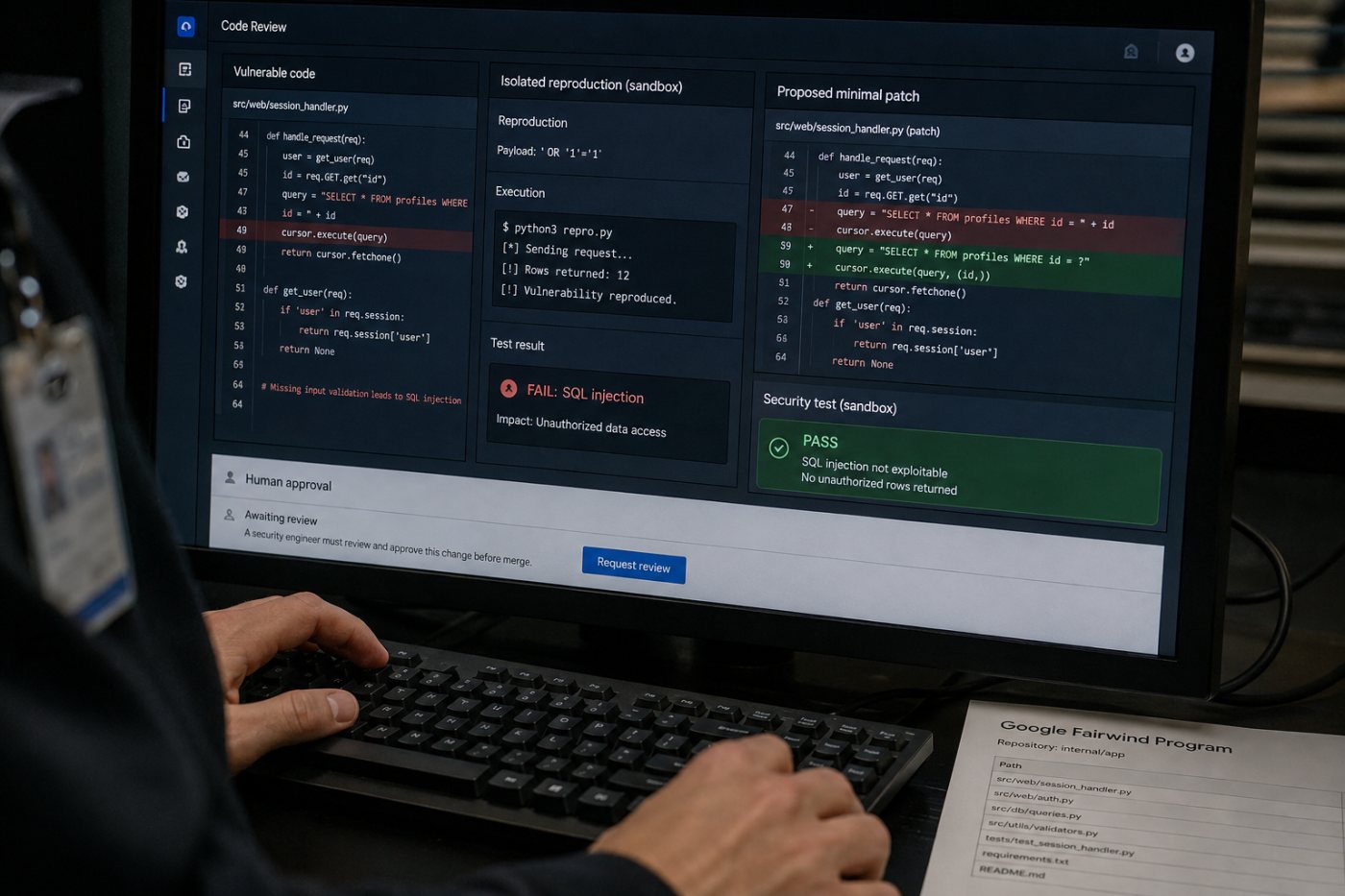 CodeMender اور Gemini 3.8 Flash Cyber کمزوری کی تصدیق کے بعد آزمودہ patch تیار کرتے ہوئے