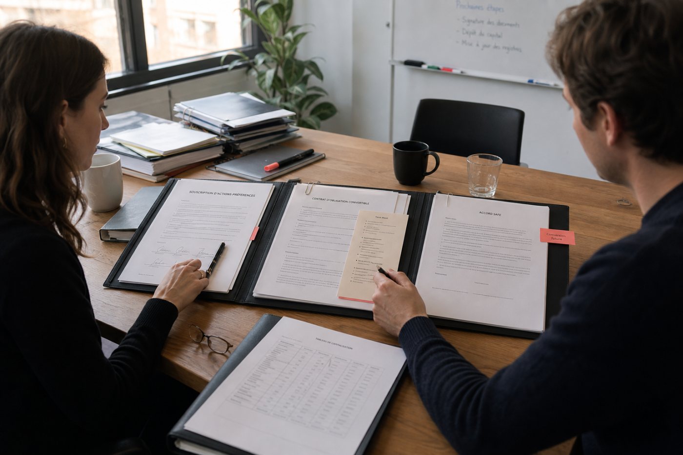 Comparaison entre actions préférentielles, obligation convertible et SAFE selon le moment où la participation apparaît.