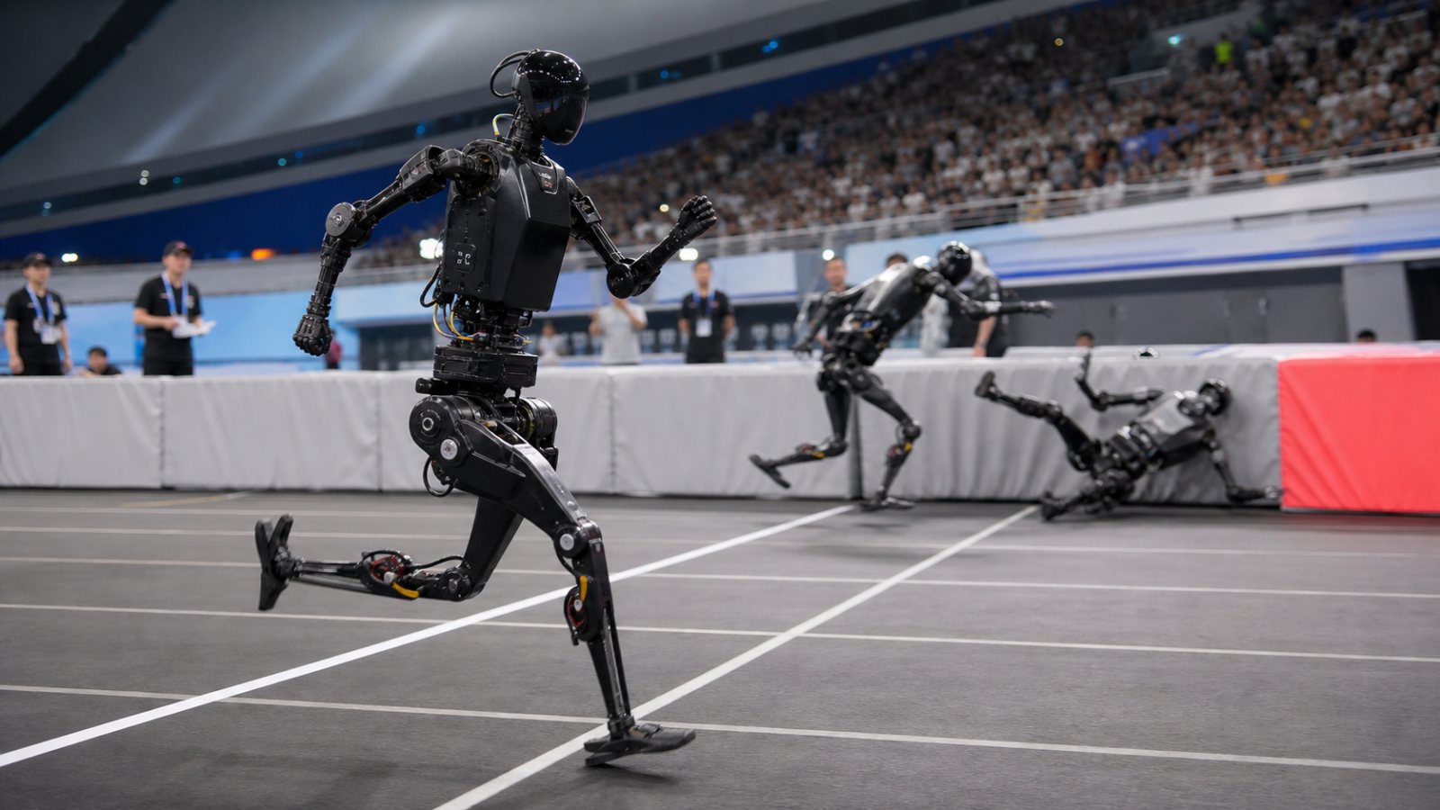 Les robots courent le 100 mètres en 8,64 s, puis peinent à faire un lit
