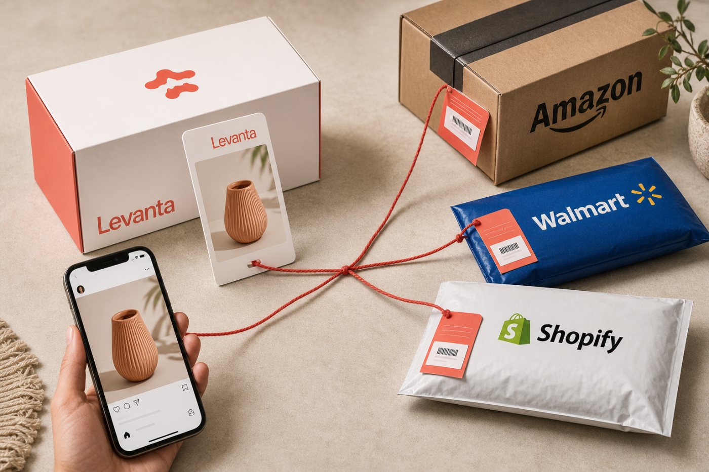 Levanta üzerinden yürütülen bir üretici ortaklığının Amazon, Walmart ve Shopify satış kanallarına ulaşması