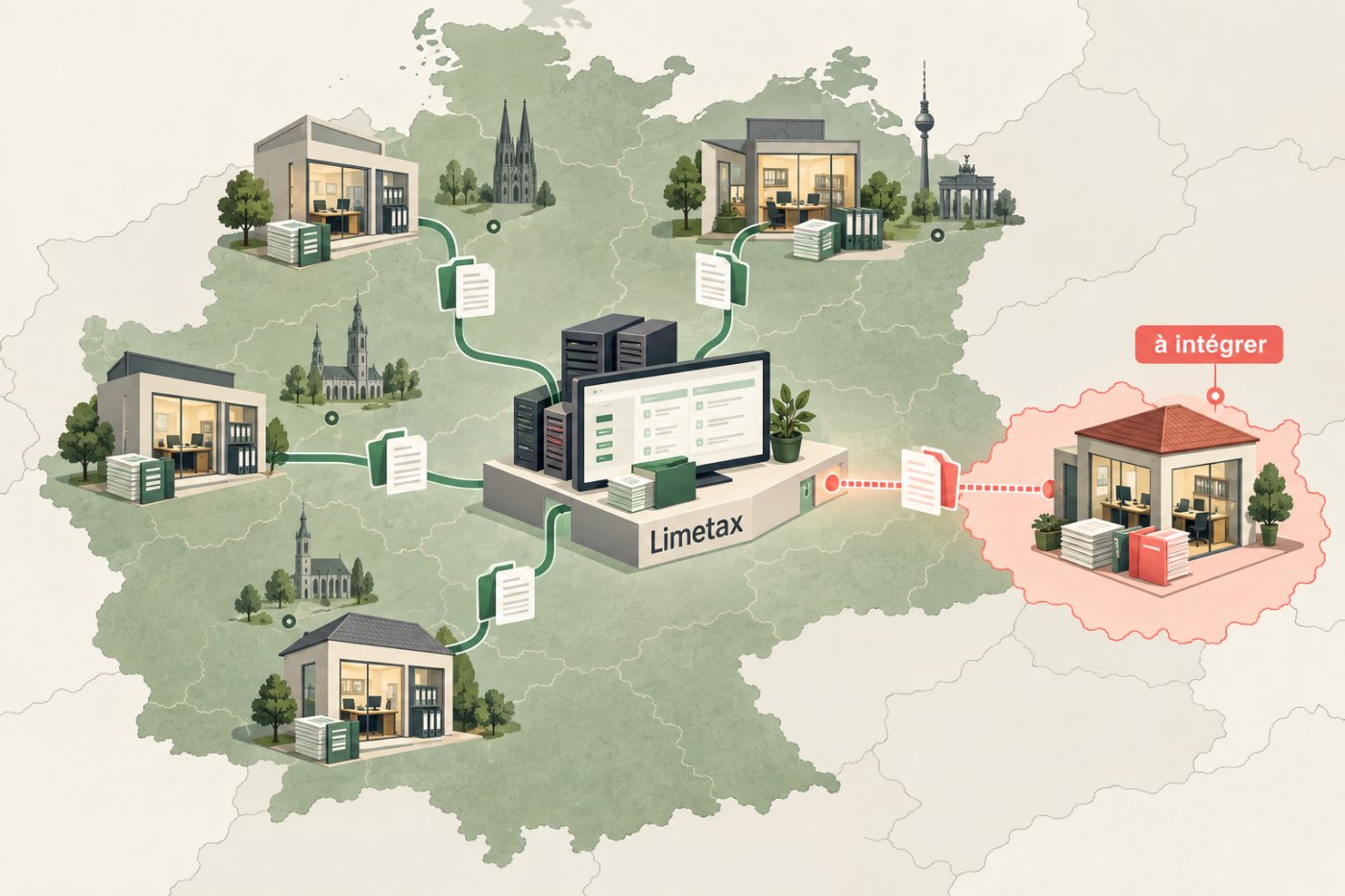 Des cabinets fiscaux allemands réunis par Limetax et intégrés à un même fonctionnement technologique.