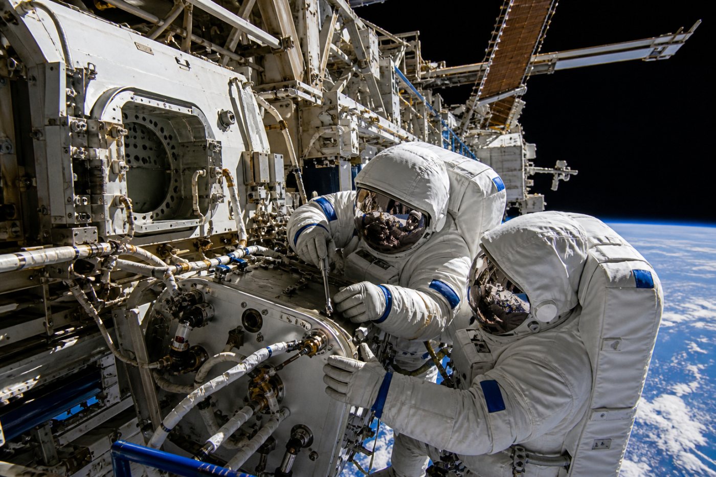 Les astronautes démontent l’antenne SGANT défaillante et la sécurisent sur la structure Z1.