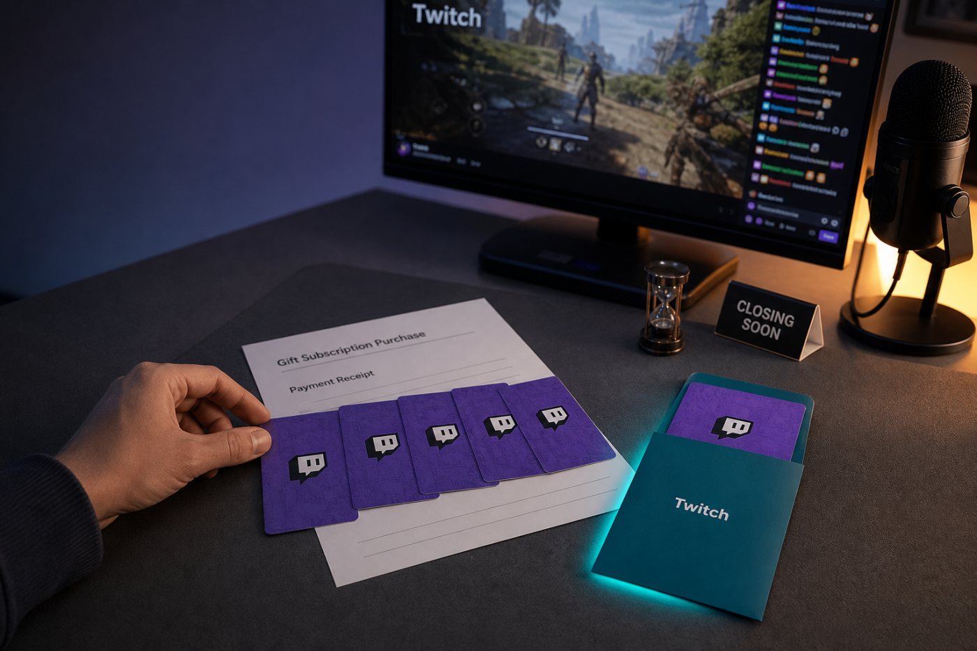 Una compra de cinco regalos se completa antes del cierre de la promoción y Twitch aporta una suscripción separada.