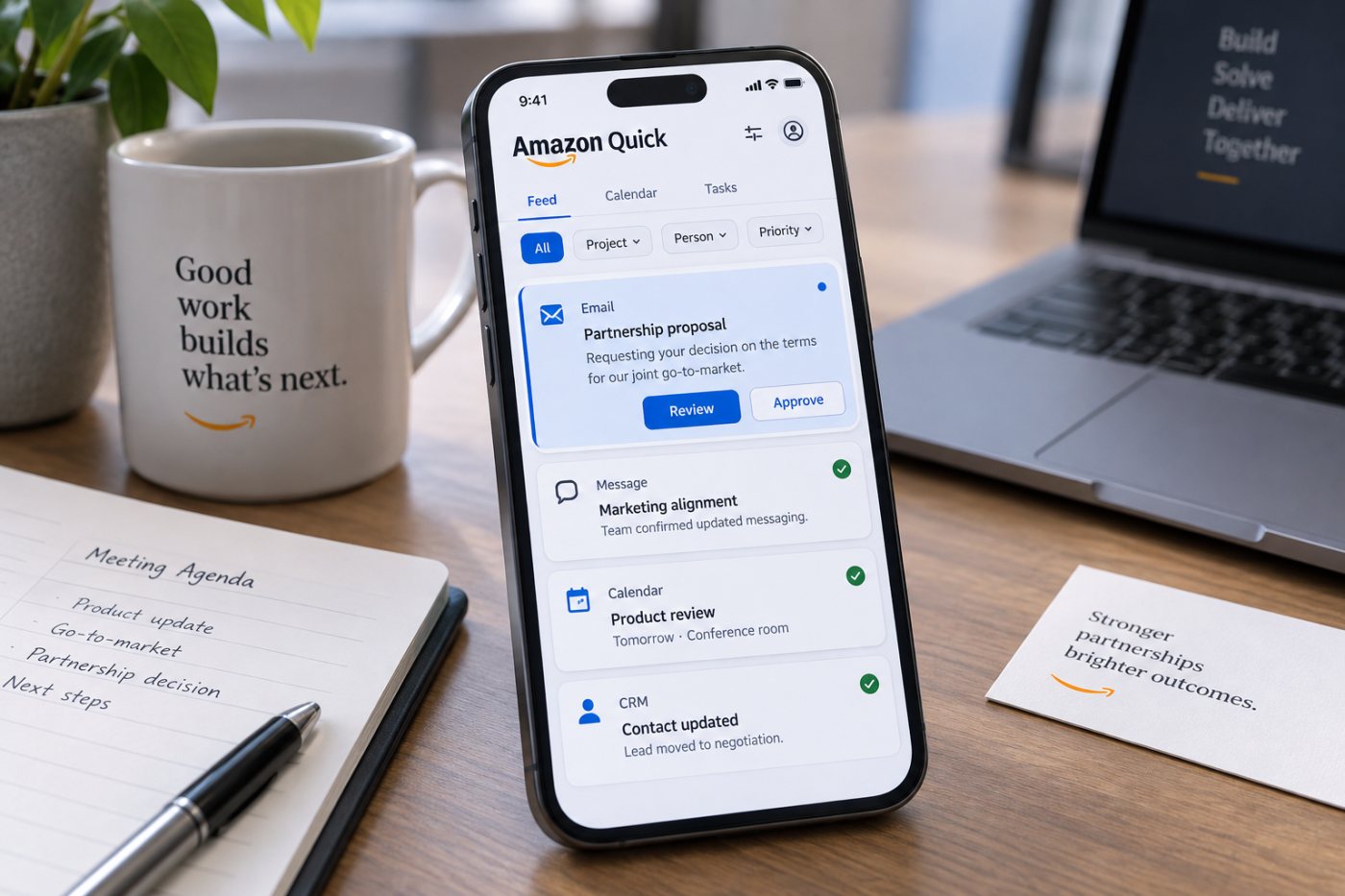 موجز Amazon Quick يجمع البريد والرسائل والتقويم وCRM ويبرز القرار الأعلى أولوية.