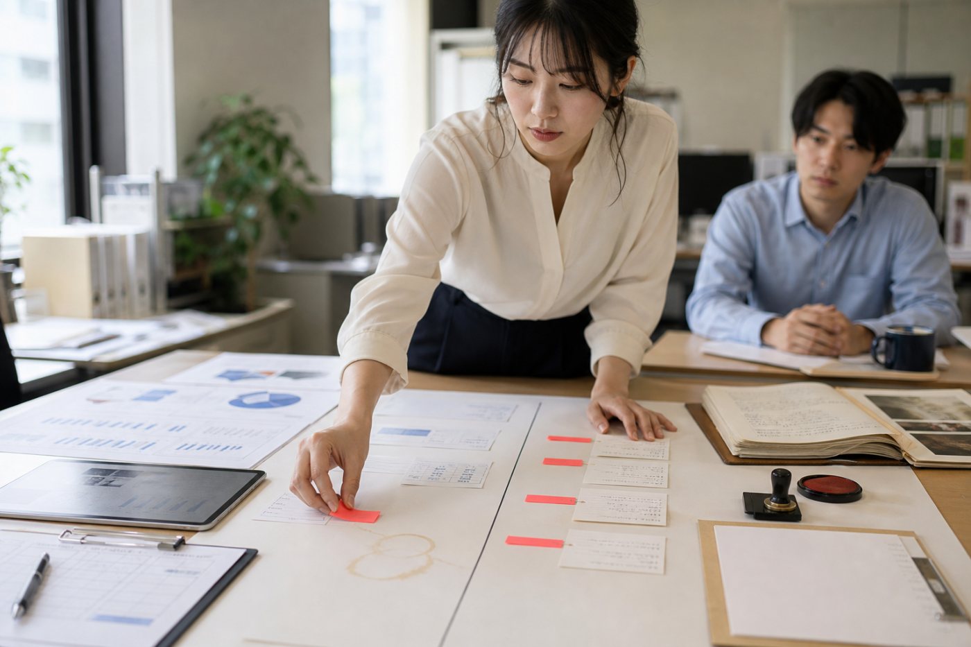 対象職務をAI専門性と判断責任の二軸で整理し、必要な学習項目を選ぶプロセス