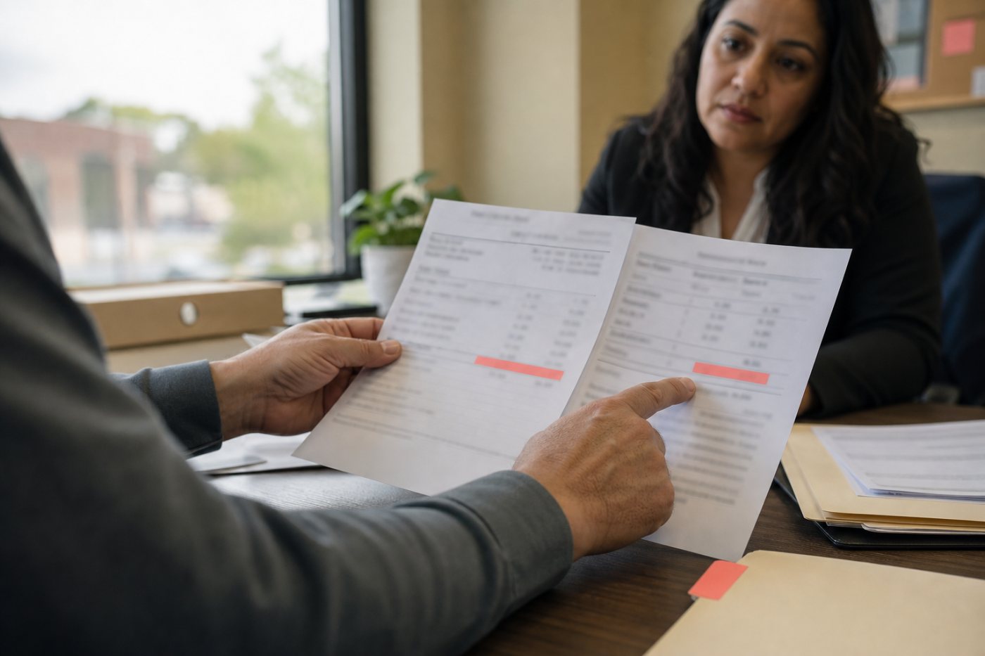 Una persona revisa los datos usados en la verificación y solicita corregir una discrepancia antes de la decisión.