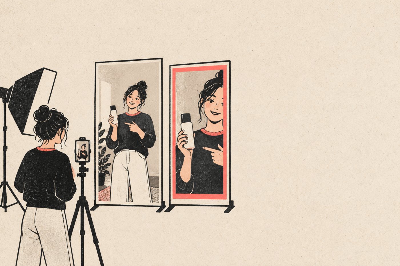 Veidotāja TikTok video sākotnējais kadrs un mainīts izgriezums parāda, kāpēc jāvienojas par montāžas tiesībām.